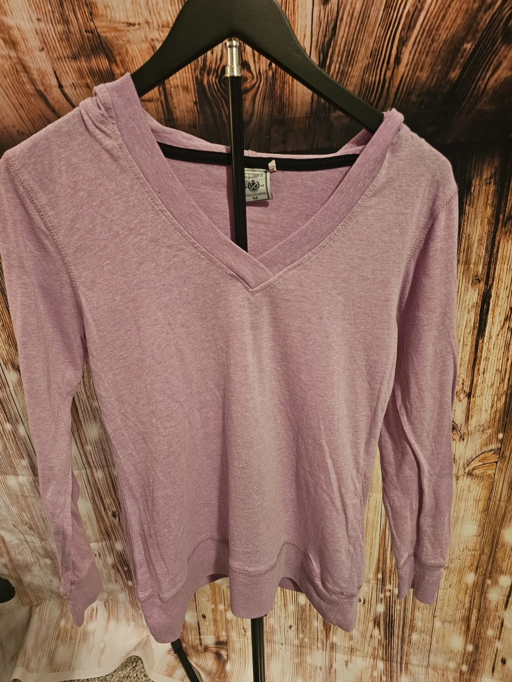 Exist Lavender/pink V-Neck Long Sleeve Hoodie Sweatshirt